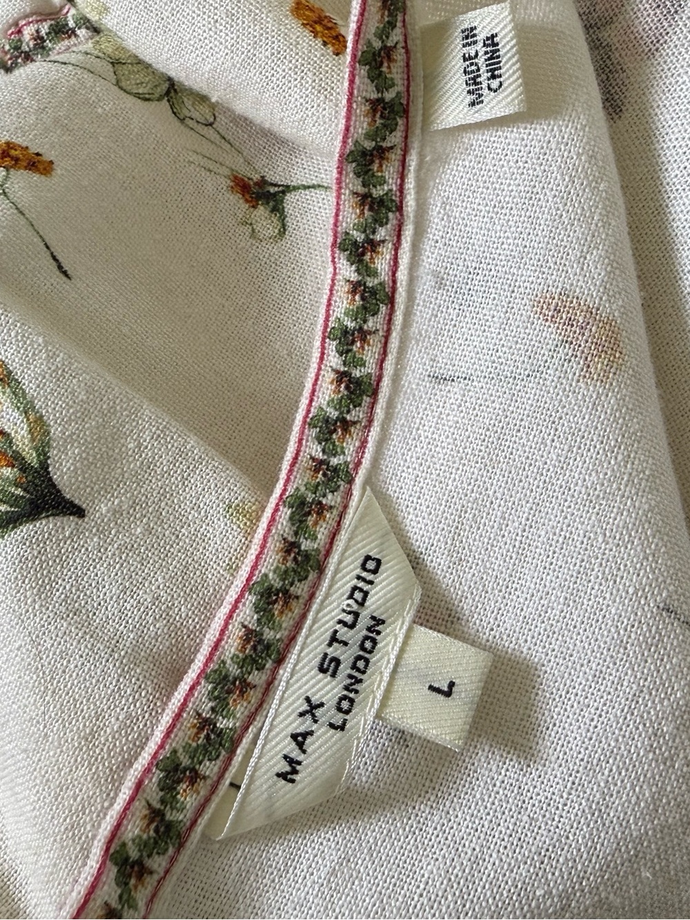 Max Studio London Floral Prairie Maxi Dress Large Linen Rayon Cottagecore NWOT - Picture 7 of 8